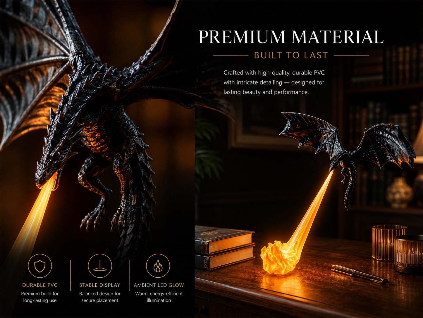 Premium dragon lamp material and glowing flame