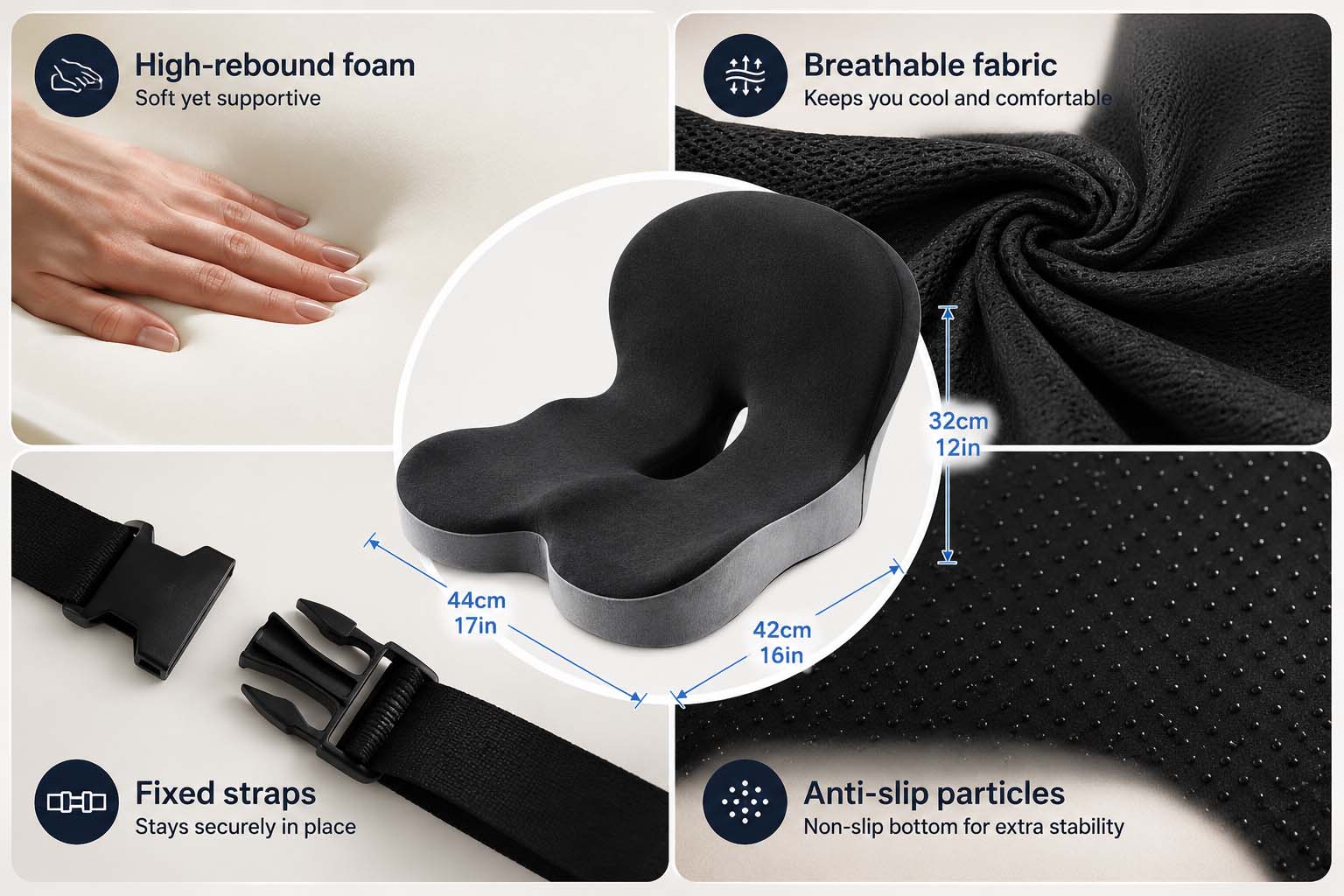 Seat cushion secure lasting comfort